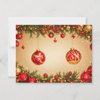 Carte Postale Elégant cadre d'ornement de Noël rouge et or