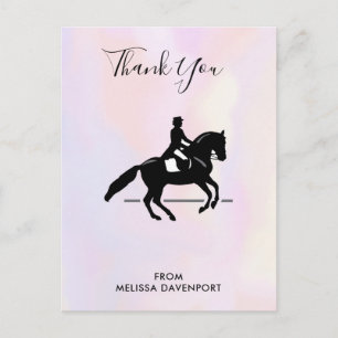 Carte Postale Elégant cavalier de Dressage sur Merci d'aquarelle