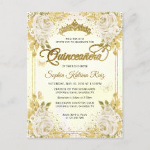 Elégant Champagne Floral Gold Tiara Quinceañera