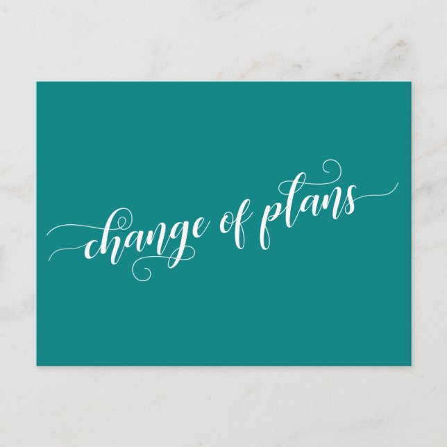 Carte Postale Élégant changement Turquoise des plans Mariage rep (Devant)
