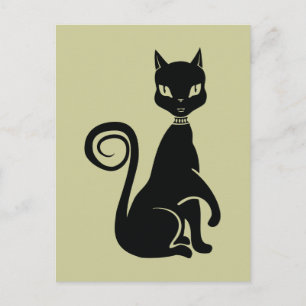 Carte Postale Élégant chat noir