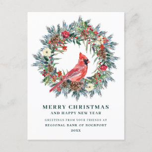 Carte Postale Elegant Christimas Wreath Salutation d'entreprise