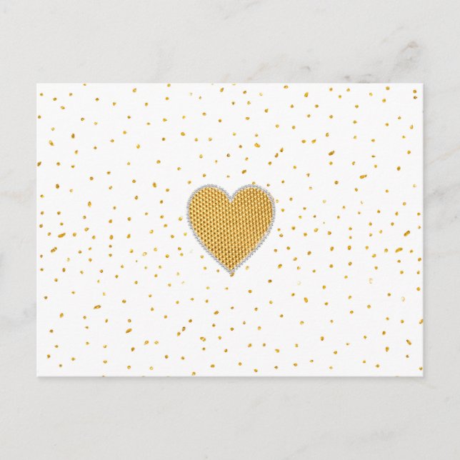 Carte Postale Elégant coeur d'or romantique faux points de parti (Devant)