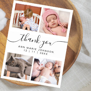 Carte Postale Élégant Collage de 4 Photos Remerciement Baby Show