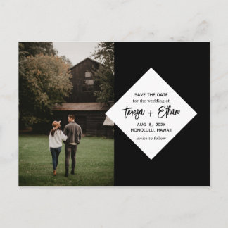 Carte Postale Élégant Collage Photo de Mariage Chic Moderne à Sa