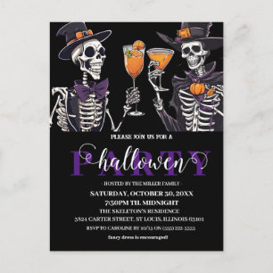 Carte Postale Elégant crâne floral Adulte Halloween Party Invita
