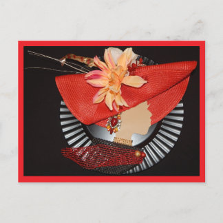CARTE POSTALE ELEGANT CROWNS -RED / BLACK