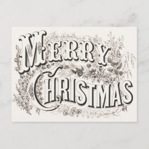 Carte Postale Elegant Currier & Ives MERRY CHRISTMAS Lithograph
