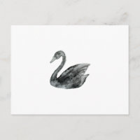 Elégant cygne d'aquarelle noir peint à la main