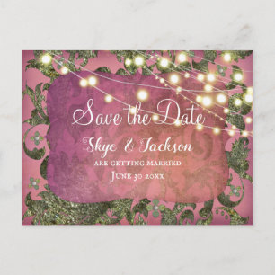 Carte Postale Élégant damas indien inspiré Boho   Rose rose