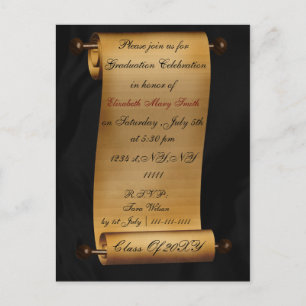 Carte Postale élégant défilement Graduation party Invitation