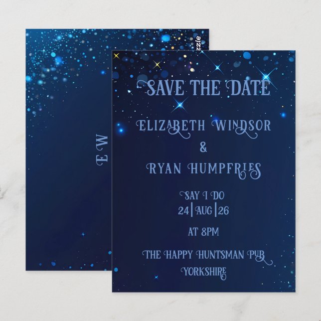 Carte Postale Elégant design vert étincelant pour Mariage (Devant / Derrière)