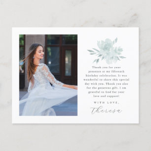 Carte Postale Elégant deux photo Quinceanera Merci floral