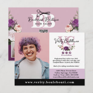 Carte Postale Elégant Dusty Mauve Floral Salon Marketing Photo