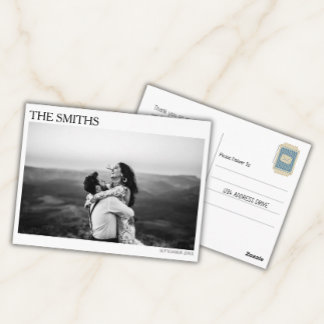 Carte Postale Elegant Editorial Wedding Photo Thank You