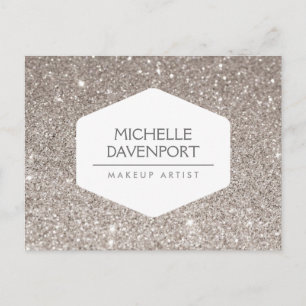 CARTE POSTALE ELÉGANT EMBLEM BLANC SUR PARTIES SCINTILLANT ARGEN