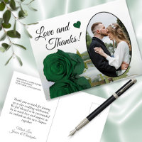 Élégant Emerald Green Rose Mariage Amour & Merci