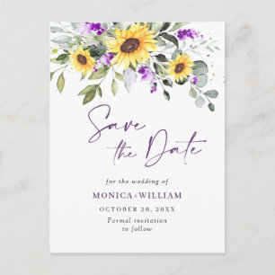 Carte Postale Elégant Eucalyptus Lavender Wedding Enregistrer la