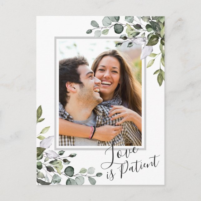 Carte Postale Élégant Eucalyptus Mariage de la photo Changement  (Devant)