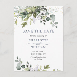 Carte Postale Elégant Eucalyptus Verdure Mariage Enregistrer la