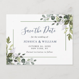 Carte Postale Elégant Eucalyptus Verdure Mariage Enregistrer la 