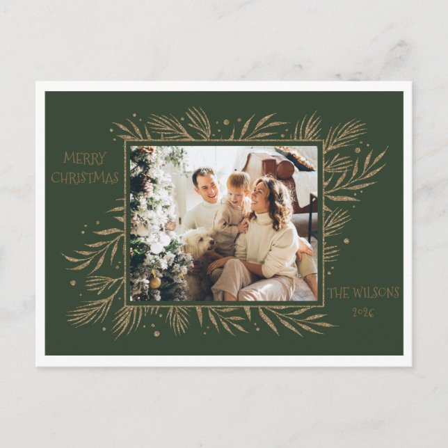 Carte Postale Élégant Fa La Photo moderne Noël À feuillage persi (Devant)