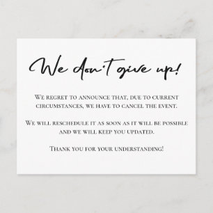 Carte Postale Élégant faire-part d'annulation noir et blanc