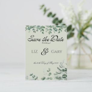 Carte Postale Élégant faire-part de mariage à la verdure d'eucal