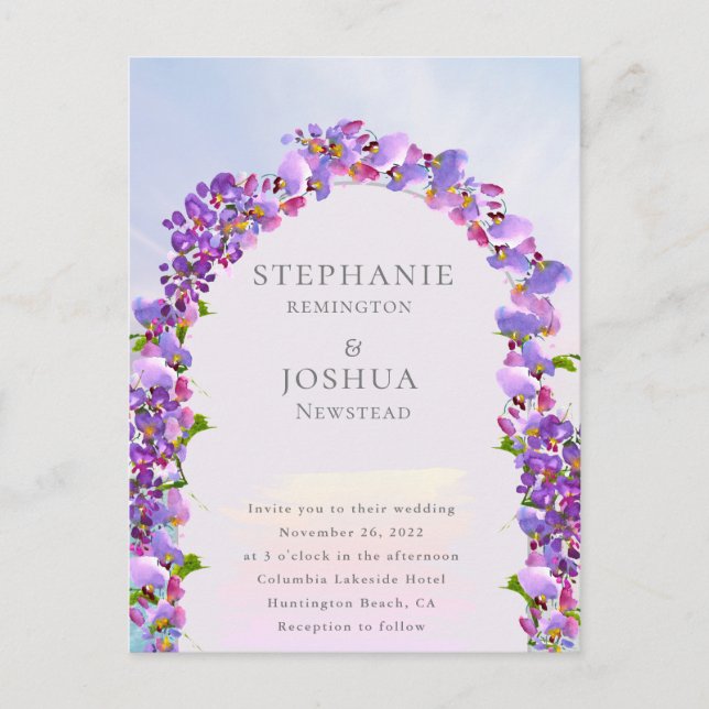 Carte Postale Élégant Faire-part de mariage d'aquarelle Wisteria (Devant)