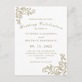 Carte Postale Élégant faire-part de mariage en or