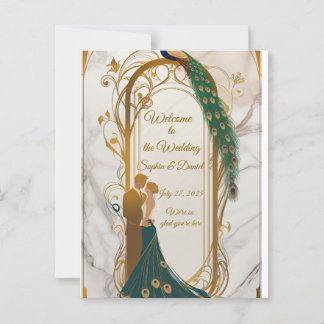Carte Postale Elégant Faire-part de mariage Gold Frame