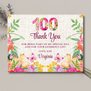 Carte Postale Élégant faire-part de remerciement floral en lin p
