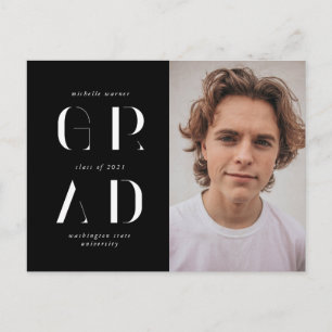 Carte Postale élégant faire-part moderne de graduation de script
