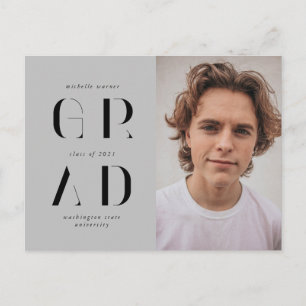 Carte Postale élégant faire-part moderne de graduation de script
