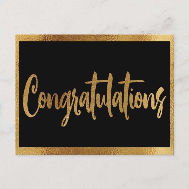 Carte Postale Elégant Faux Gold Mariage Félicitations (Devant)