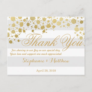 Carte Postale Elégant Faux Gold Splatz et Stripes
