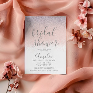 Carte Postale Élégant Faux Ombré Pailleté Rose pour la Mariée 