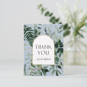 Carte Postale Elégant feuillage botanique bleu Dusty merci