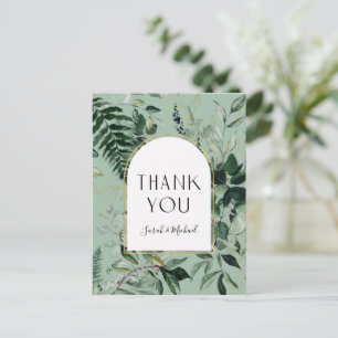 Carte Postale Elégant feuillage végétal Sage Green Merci