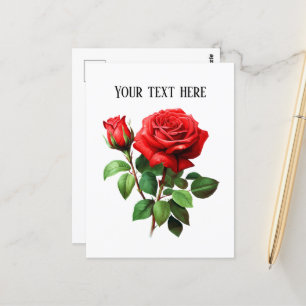 Carte Postale Élégant fleuriste ou Gardener Rouge rose
