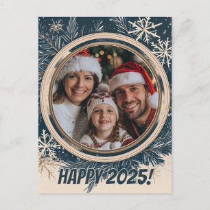 Carte Postale Élégant Flocon de neige hiver Bonne année