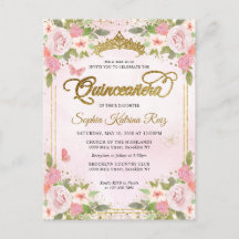 Elégant floral bleu rose or Tiara Quinceañera