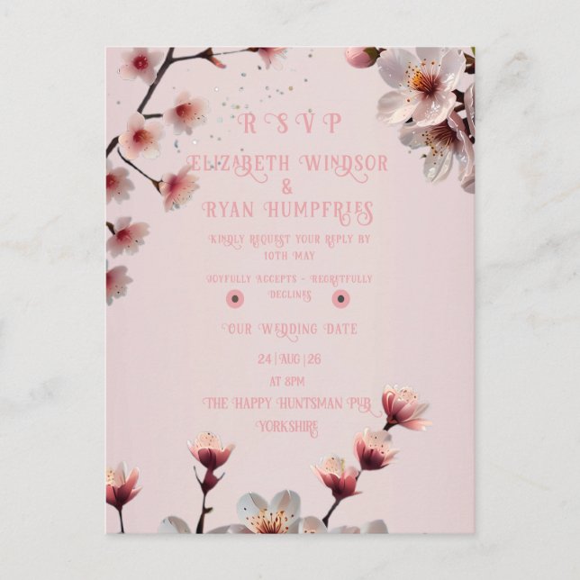 Carte Postale Elégant Floral Blossom Faire-part de mariage Desig (Devant)