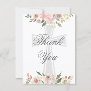 Carte Postale Élégant floral rose chrétien remerciement personna