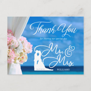 Carte Postale Elégant Floral Summer Beach Mariage Merci
