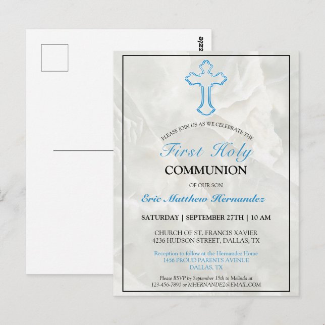 Carte Postale Elégant garçons de marbre 1ère Sainte Communion In (Devant / Derrière)