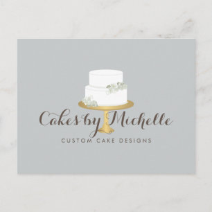 Carte Postale Elégant gâteau blanc avec décoration de gâteau aux
