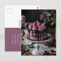 Elégant gâteau Lilac voeux d'anniversaire
