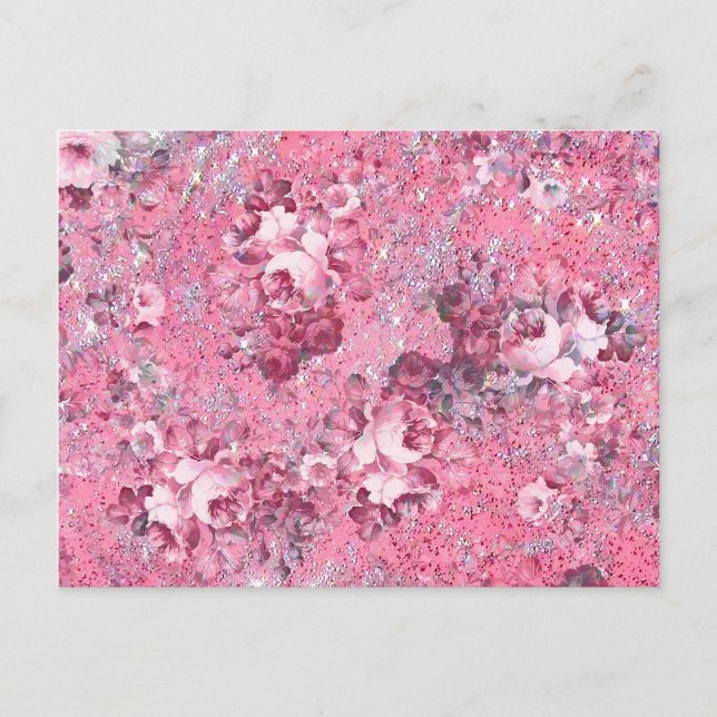 Carte Postale Élégant Glamor Roses Roses Rose Parties scintillan (Devant)