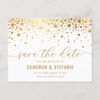 Elégant Gold Foil Confetti Blanc Enregistrer la da